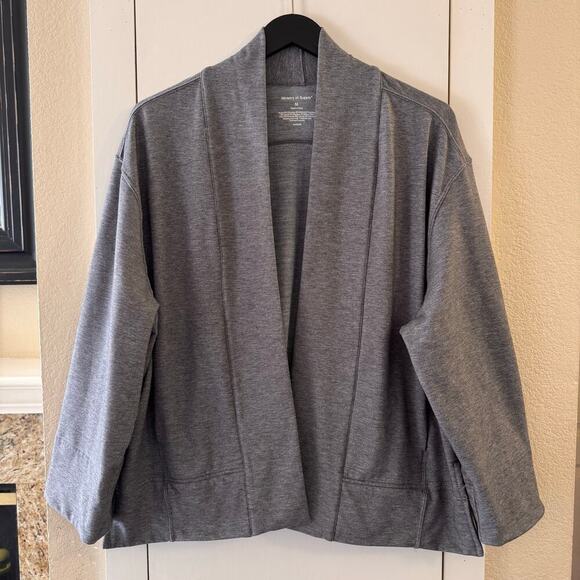 Ministry of Supply Womens Fusion Terry Open Cardigan Medium Gray Minimalist - Picture 2 of 5